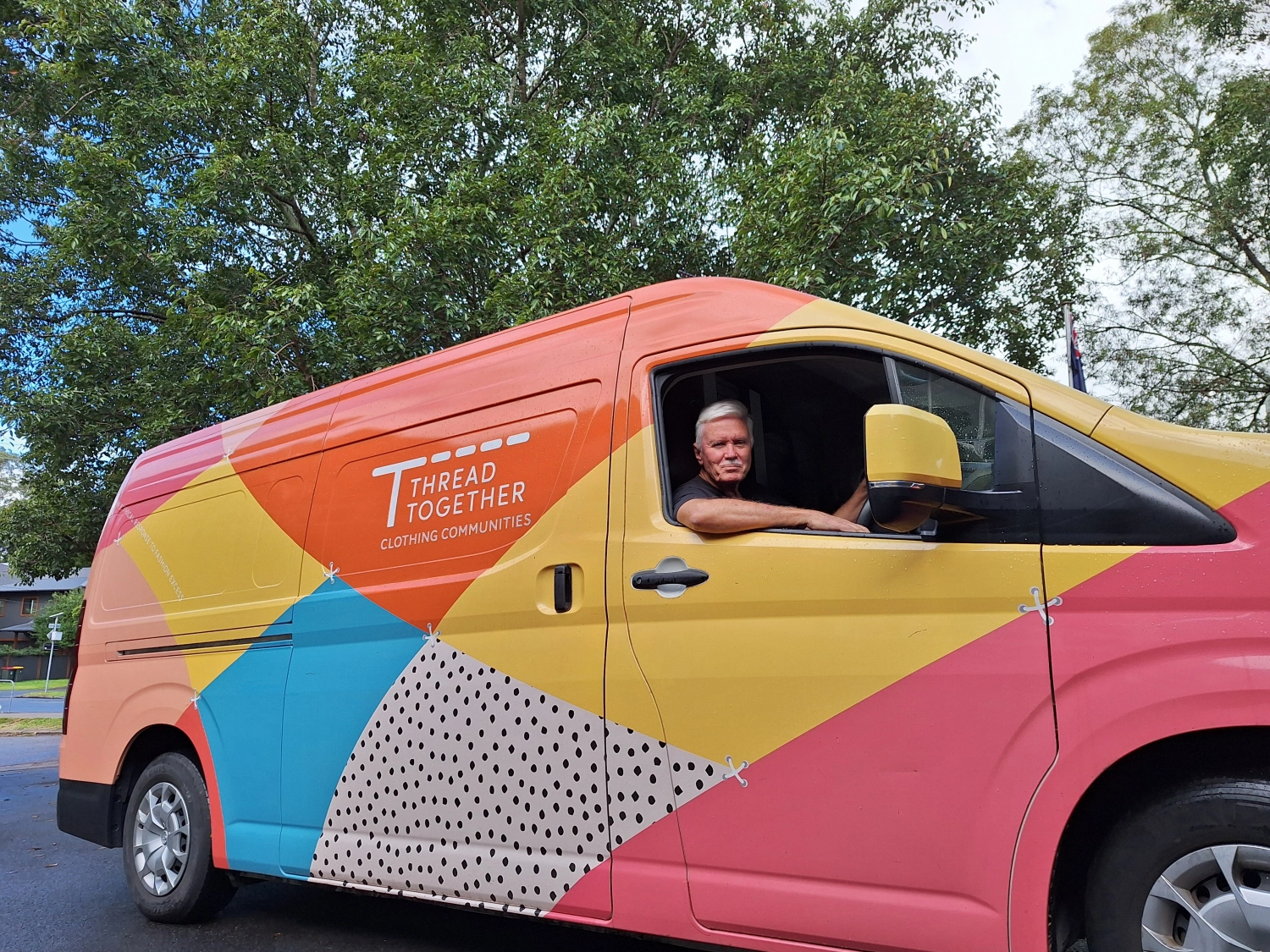 Ron, Thread Together Volunteer, in Thread Together Van