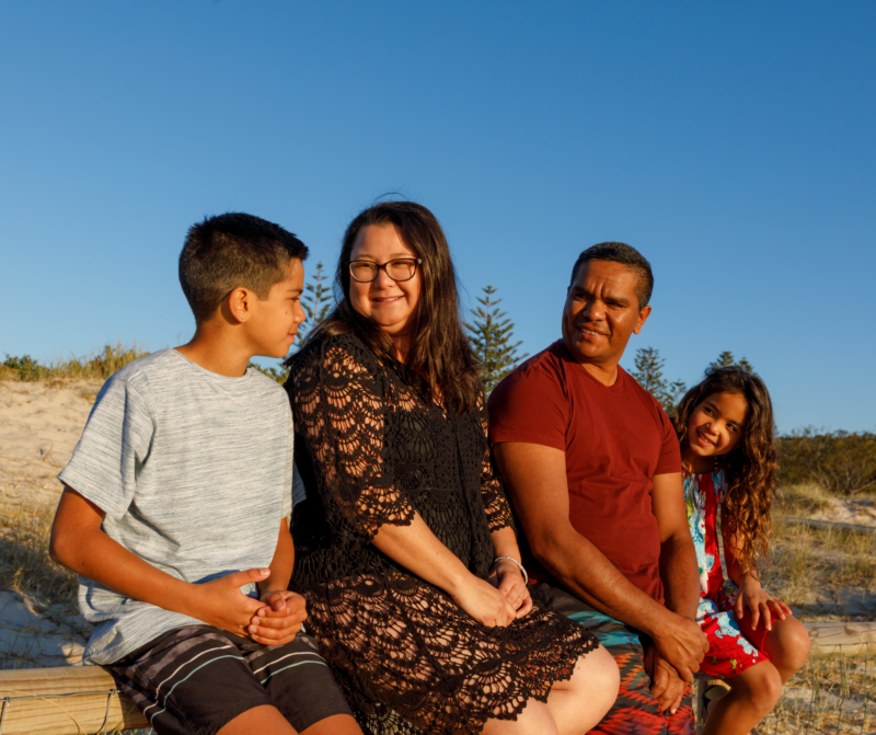 Anglicare Southern Queensland clients. Family of four including two children.