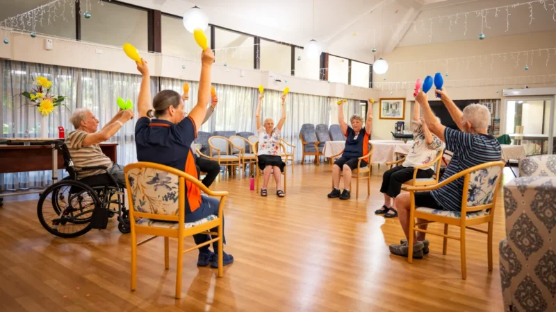 Residents St Martin's involved in Allied health service exercise class